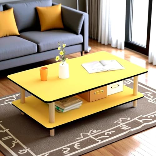 Image of Coffee Table - Rectangle Center Table for Living Room Engineered Wood Tea Table with Storage Stylish Teapoy Table for Hall, Lounge, and Office Spaces Durable (ENW-MARBAL-White)