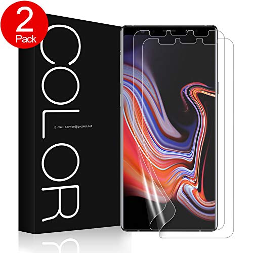 G-Color Galaxy Note 9 Protection d'écran, Humide appliquée en TPU Film No Edge Levage Bubble Film de Protection d'écran pour Samsung Galaxy Note 9, 2018 Dévoilés (Coque Friendly, Lot de 2)