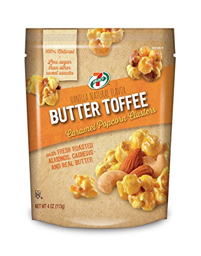 7-Select Caramel Nut Popcorn Clusters (Butter Toffee Caramel) 4 oz. per Bag, 6 Resealable Bags