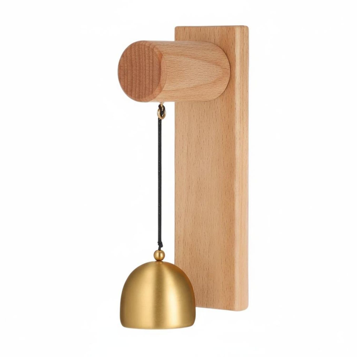 Ideal Gift Japanese Design Brass Bell Soothing Sound Solid Wood Hanging Bell Easy Installation Door Chime Elegant Design for Shopkeepers, Business Owners, Shop Entrance, Entryway, Retail Ou-image-2
