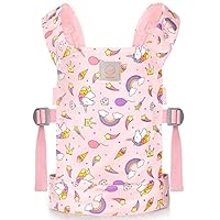 GAGAKU Baby Doll Carrier for Kids, Stuffed Animal Carrier Reborn Baby Dolls Carrier with Adjustable Straps, Baby Doll Accessories - Pink (Stars)