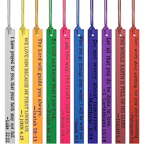 Laumoi 10 Pcs Leather Bookmarks Christian Scripture, Elegant, Bright Color
