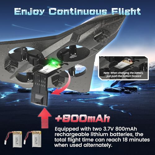 Image of Foam RC Aeroplane for Children with Light, 360 Flip, 2.4 GHz Remote Controlled Aircraft Altitude Hold, Headless Mode, RC Tarpaulin Fighter Plane Remote Controlled Gift for Children 8-16 Years