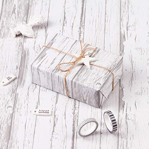 image for RUSPEPA Wrapping Paper Roll - White Woodgrain Design for Wedding,Birth
