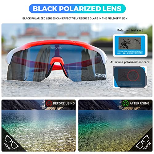 Scvcn Polarized Cycling Glasses Mountain Bike Glasses Mtb Glasses Tr90 Biking Sunglasses Men Women Bicycle Riding Goggles Sport Glasses Motorcycle Cycle Glasses Road Bike Sunglasses Running Red #TOP4