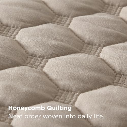Image of Bedsure Quilts Queen Size - Lightweight Queen Comforter Set with Classic Honeycomb Quilting, Soft Quilt Bedding Set, Taupe Bedspreads Coverlet for All Seasons with 2 Pillow Shams (90 inch x 96 inch)