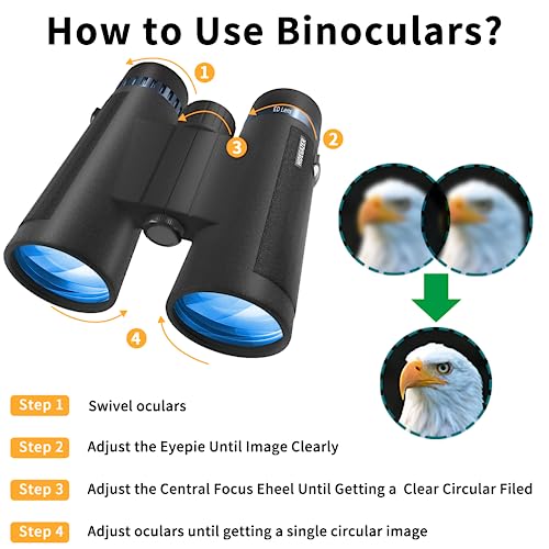 Compact 10X42 Binoculars For Adults & Kids With High Power Night Vision - Clear Low Light Vision - Waterproof And Fogproof - For Bird Watching,Hunting,Concerts,Sports,Travel #TOP4