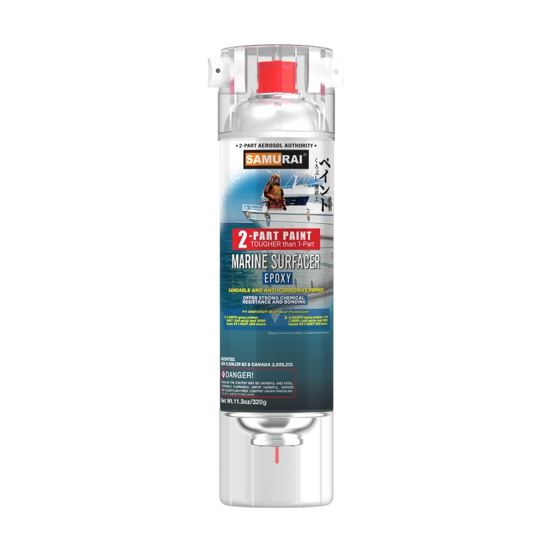 SAMURAI 2-Part Spray Paint Epoxy Primer for Marine Surfacer (Primer White, Pack of 1 Can)