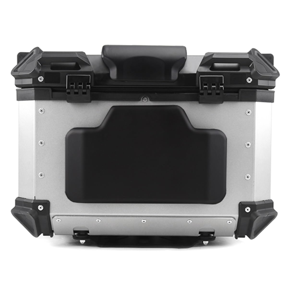 Baúl de Aluminio para Moto 45L 55L 65L 80L 100L, Maleta Top Case Impermeable, Maletero de Motocicleta, Caja para Scooter con Placa de Montaje y Respaldo (Plata, 55 L)