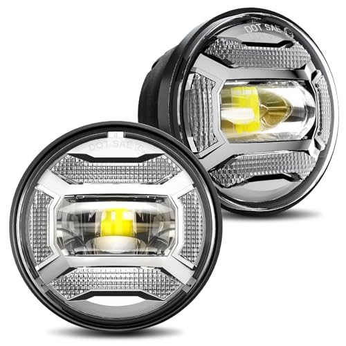 Image of LX-LIGHT DOT Chrome 60W 4.5 Inch LED Passing Light with DRL LED Fog Lamps for Motorcycles Auxiliary Light Bulb Motorcycle Projector Driving Lamp