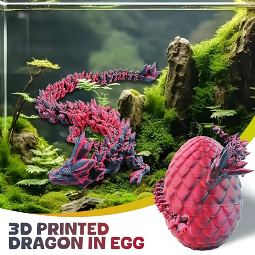 Yeefunjoy 3D Printed Dragon in Egg, 3D Printed Fidget Toy, Full Articulated Dragon Crystal Dragon with Dragon, Flexible Joints Home Decor Executive Desk Dinosaurs Toys, Kids Gifts for Stress Relief - Image 3