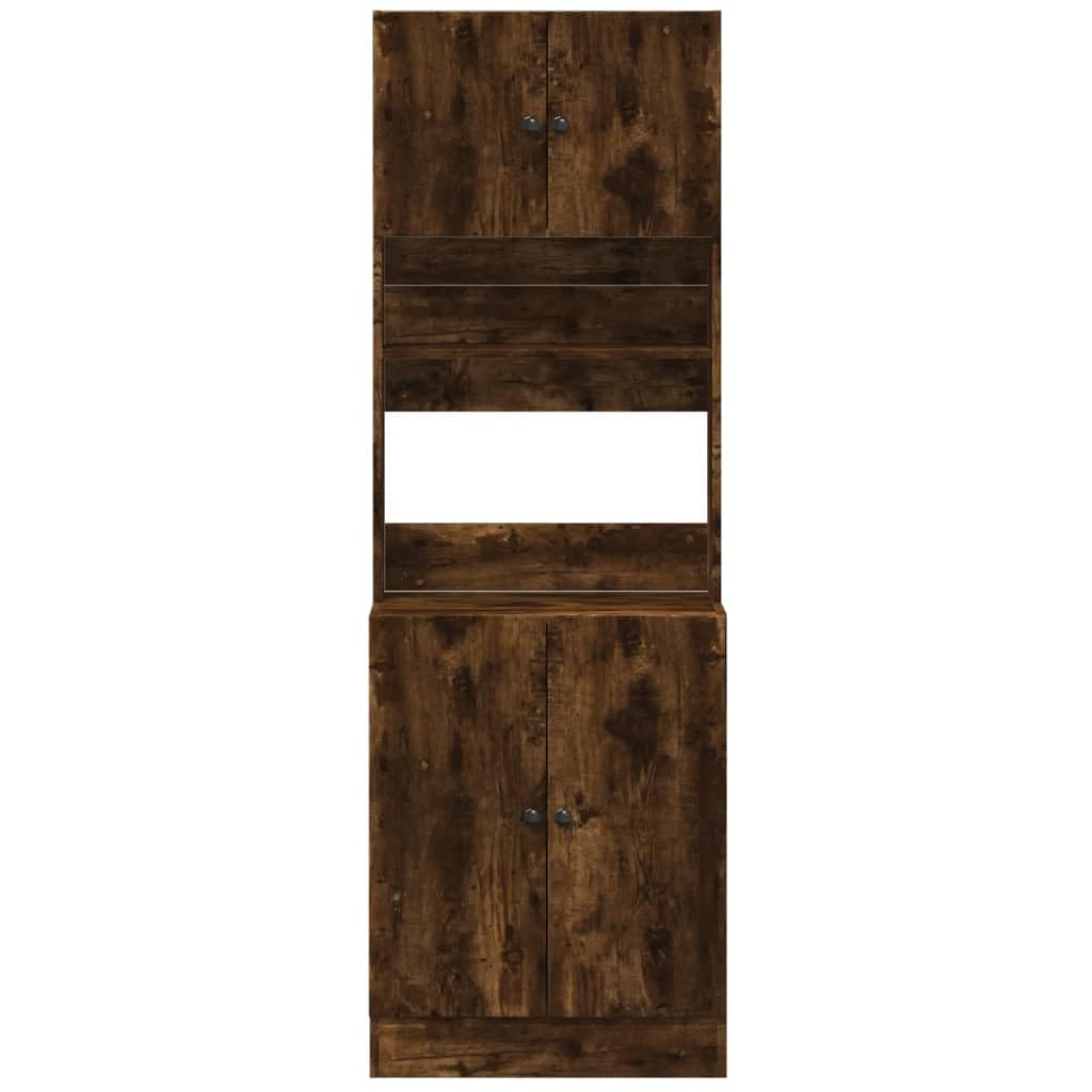 Armadio da cucina in legno di rovere affumicato, 60 x 50 x 180 cm, con ante e cassetti, indipendente, multiuso, per cucina, cantina e piano di lavoro