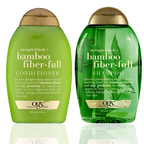 OGX Strength + Body Bamboo Fiber Full Shampoo and Conditioner Set, 13 Fl oz each