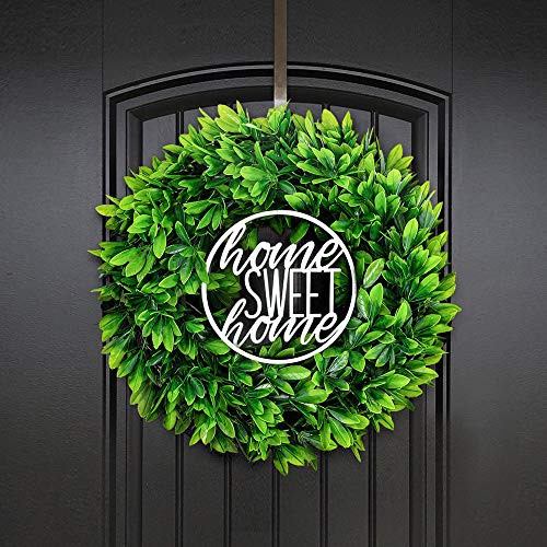Lasperal 17" Artificial Green Leaves Wreath Eucalyptus Wreath Boxwood Wreath Round Green Wreath Outdoor Green Wreath Front Door Wall Window Party Décor #TOP4