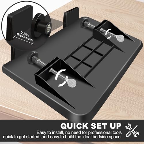 Bedside-Shelf-for-Bunk-Bed-Top-BunkCollege-Dorm-Room-and-Kids-Room-EssentialsBed-Side-Table-Tray-OrganizerClip-Tray-Side-TableClip-On-NightstandStorage-TrayBlack Bedside Shelf for Bunk Bed Top BunkCollege Dorm Room and Kids Room EssentialsBed Side Table Tray OrganizerClip Tray Side TableClip On NightstandStorage TrayBlack