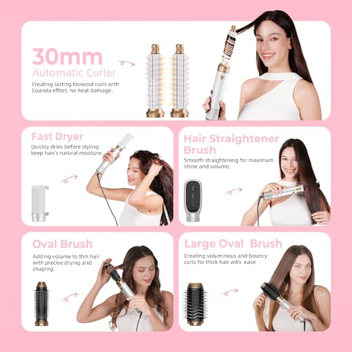 Image of Atopskins 6-in-1 Blow Dryer Brush, Hot Air Styler with Auto-Wrap Curlers