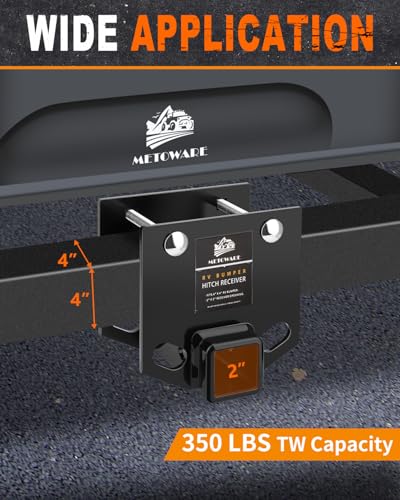 Image of METOWARE RV Bumper Hitch Receiver Fits 4 inch Square Bumper, 3500 LBS Capacity