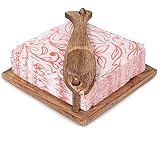 eTroves Wooden Napkin Holder Flat Tray Weighted Fish Shape Bar on Top With Toothpick Holder, 8 Inch, Brown