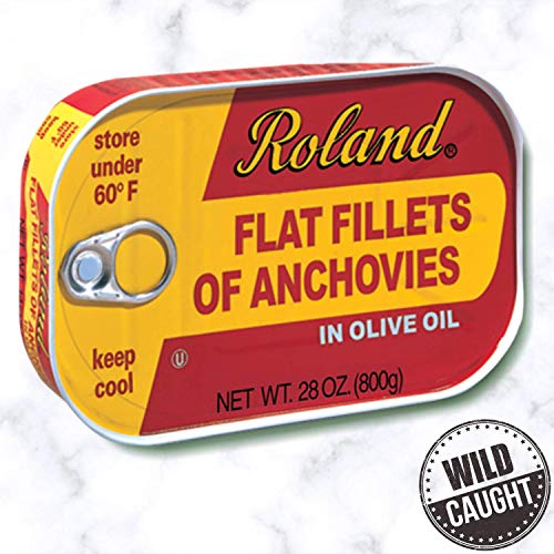 Roland Foods Flat Anchovy Fillets Packed In Olive Oil, Wild Caught From Morocco, 28 Oz Can #TOP1