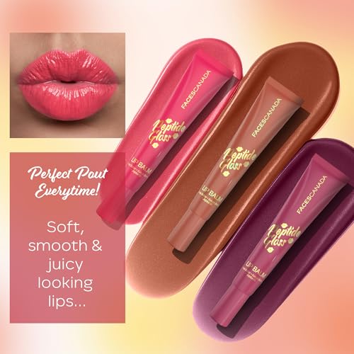 Image of FACES CANADA Peptide Gloss Lip Balm - Blush Bloom 02, 10 ml | Tinted Lip Balm | Deeply Nourishing | Lightweight | Soft & Smooth Finish | Overnight Lip Treatment | With Butters & Hyaluronic Acid Infused