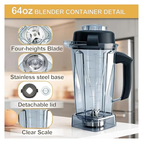 Jarra de 64oz compatible con Vitamix 5200 de repuesto transparente 4