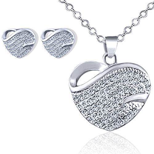 Preisvergleich Produktbild Schmuckhandel Haak *Kristall-Herz* Halskette mit Ohrringen / Gelbgold beschichtet / Swarovski® Kristalle / inkl. Etui und Schmuckzertifikat