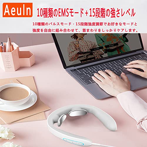ネックケア リラクゼーション器 コードレス ネックリフレッシュ 10種モード 15段階強度 1段階温度 USB充電 15分タイマー 加熱機能 首リラクゼーション器 軽量 き 祝日 プレゼント 誕生日ギフト男女兼用 [5]