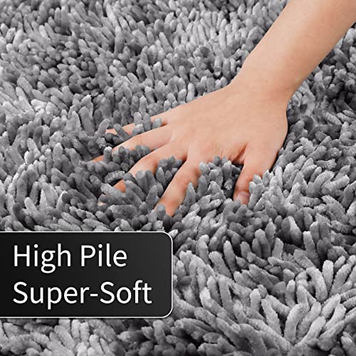Image of Yimobra Large Bathroom Rug Non Slip 36x24 Inch, Extra Thick Soft Absorbent Chenille Bath Mat, Machine Washable Bath Rugs for Bathroom Floor, Tub and Shower, Home Decor Accessories, Light Purple Grey