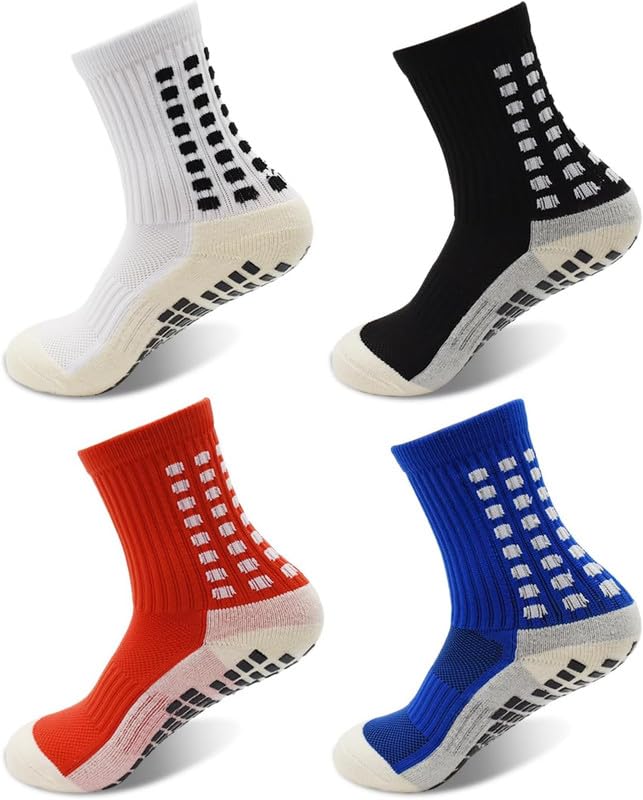 Men's Soccer Socks Anti Slip Non Slip Grip Pads for Football Basketball Sports Grip Socks, 4 Pair-image-8