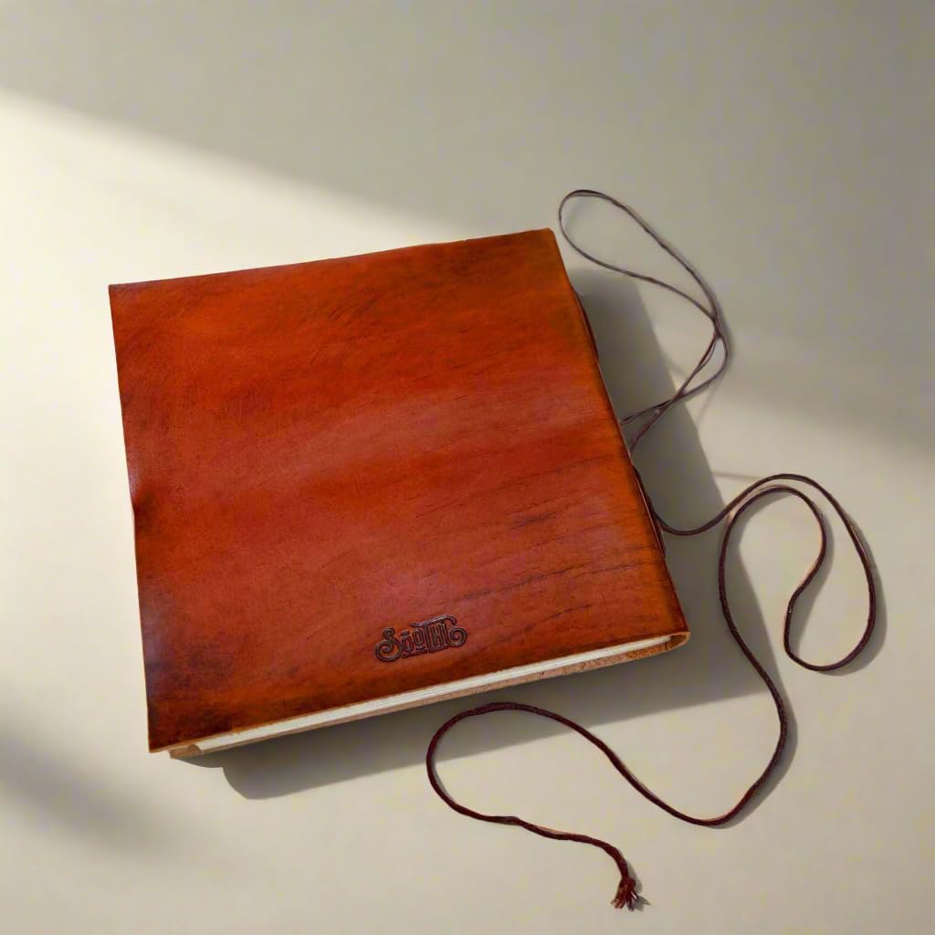Soothi World Map Handmade Antique Leather Journal for Travel or Diary, Unlined, Brown, 7''x7''