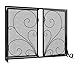 Calidola Flat Fireplace Screen with Doors,Solid Wrought Iron Frame with Metal Mesh, Flat Panel Decorative Fireplace Screen with Scroll Design, Free Standing Spark Guard