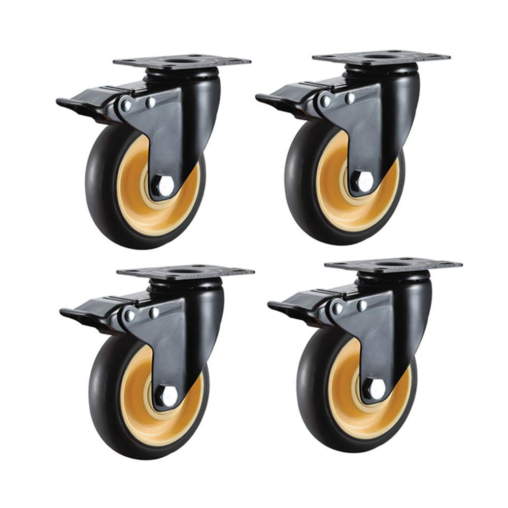 Roulettes pivotantes robustes de 3" et 4" pour chariot à plateau avec frein