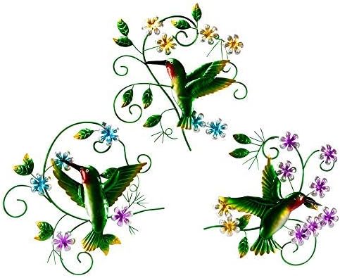 The Paragon Hummingbird Outdoor Patio Wall Decor - 3 Piece Garden Wall Ornaments, Outdoor or Indoor Decoration