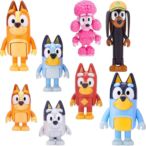 8 PCS Action Toys Playset Wolves Action Figurines Family and Friends Set Toys for Toddlers Muffin Cake Toppers Bandit (Dad) Chilli (Mum) Coco Bingo Snickers Rusty(Small)