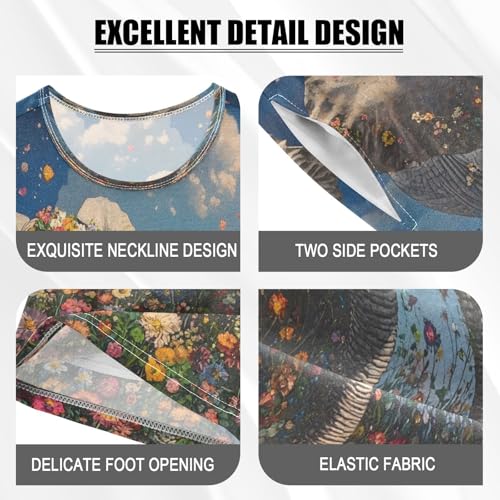 ALAZA Elephant Sky Flower Pajamas Set Short Sleeve Cotton Sleepwear Summer Pjs 2 Piece 5-14Y4