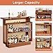 Tribesigns Rattan Home Bar Unit, Farmhouse 4-Tier Bar Table with 4 Stemware Racks and Heightened Base, Liquor Wine Bar Cabinet Mini Bar Table for Home Pub, Caramel Brown
