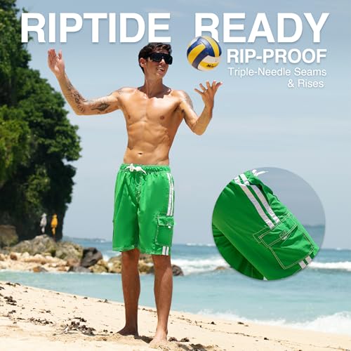 Image of Kanu Surf Men's Big Viper Extended Size Stripe Swim Trunk