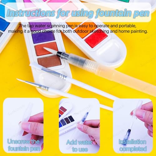 Image of Sunkizzrs Foldable Solid (36-Color) Watercolor Paint Set | Rotatable Fan Solid Watercolor Pigment Set | Portable Gouache Painting | Outdoor Sketching Palette Art Paint with Refillable Water Brush Pen (36)