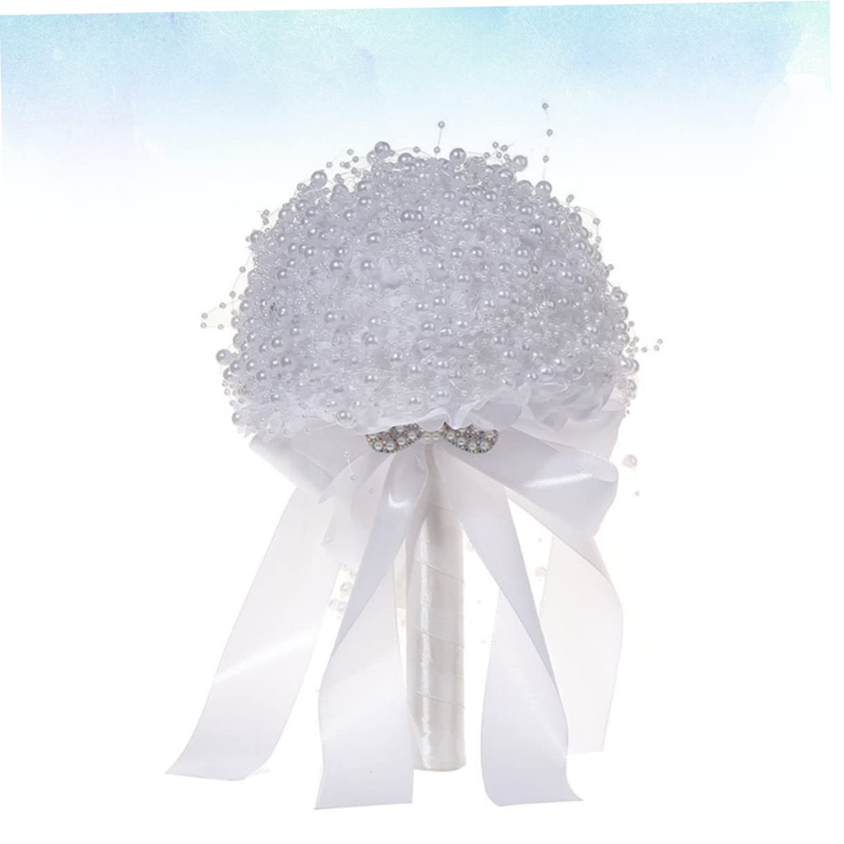 PRETYZOOM Bouquet Sposa in Perle Artificiali Bianco per Matrimonio Elegante