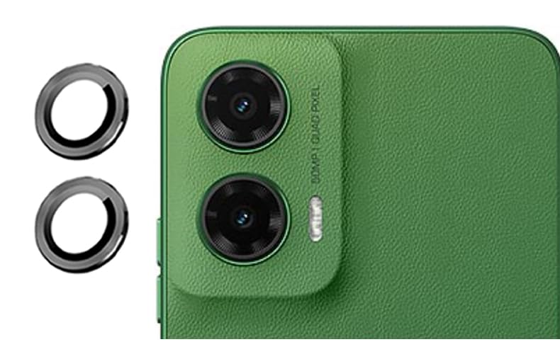 Image of imluckies Camera Ring Lens Protector (Aluminum with Tempered Glass) Compatible for Moto G35 5G - Black (Pack of 2 rings)
