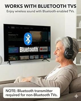 Avantree Audition 3 - Bluetooth Over-Ear Headphones with Charging Dock