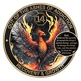 MilestoneMint Phoenix 14 Year Sobriety Coin Gift Set | Sobriety Gifts Token for Anniversary Year | AA Chips Men & Women in Recovery | AA Coins and Medallions with Coin Capsule, Display Stand & Card