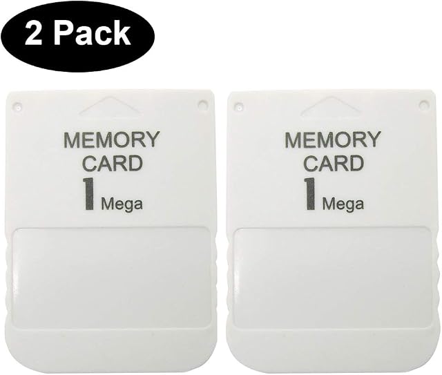 Gamer Gear 1MB PS1 Memory Card (PlayStation 1, PS2) Grey - 2 Pack