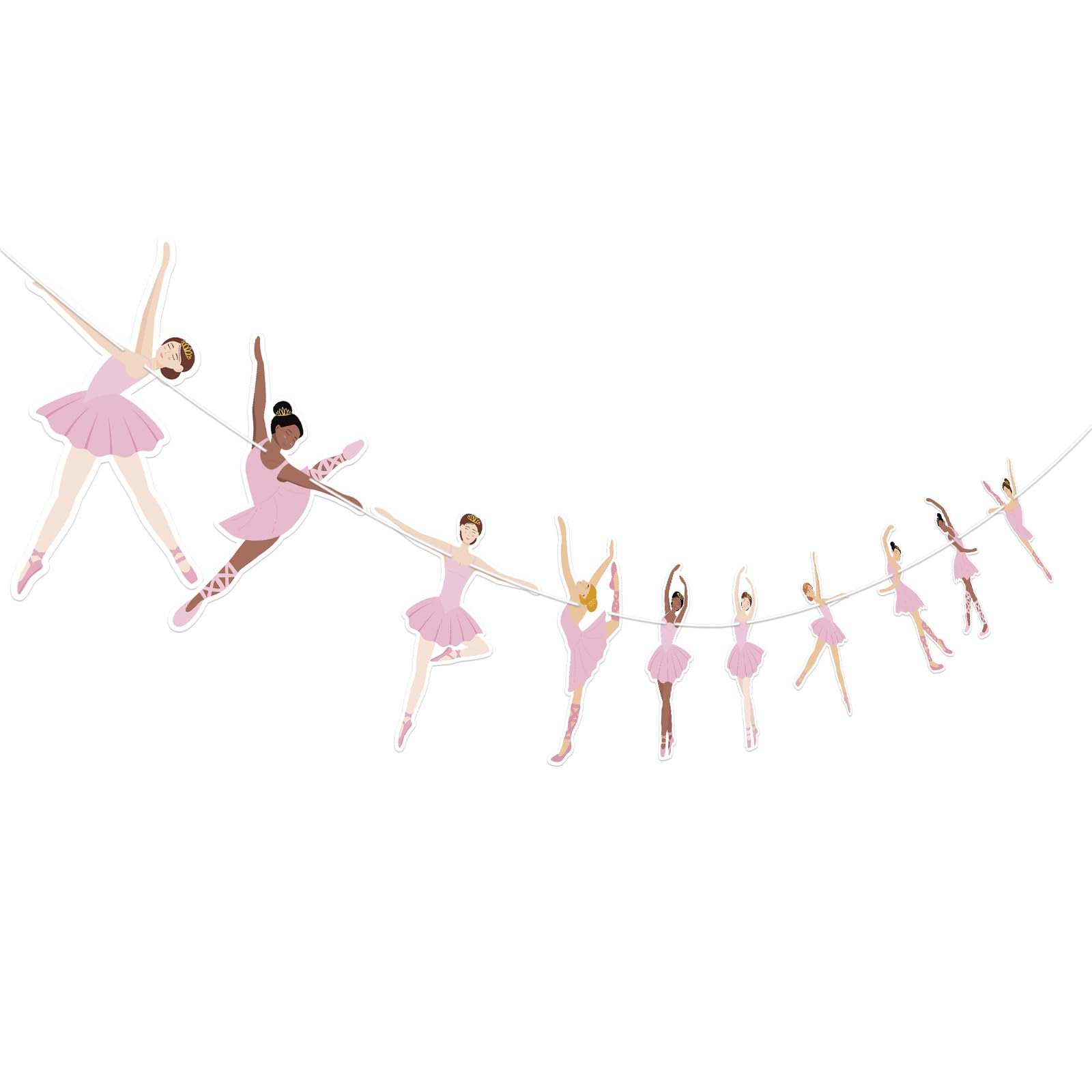 Hooqict Happy Birthday Banner Ballerina Birthday Party Decorations Ballerina Dancer Party Banner Garland Sign for Girls Women Pink Ballet Party Decorations Supplies