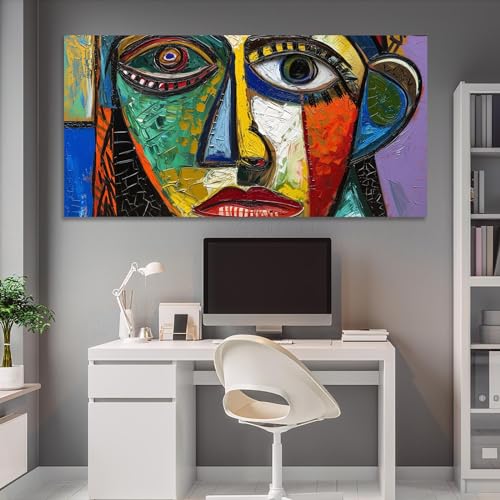 Art mural abstrait visage affiche bohème coloré géométrique salon 50x100 - 5