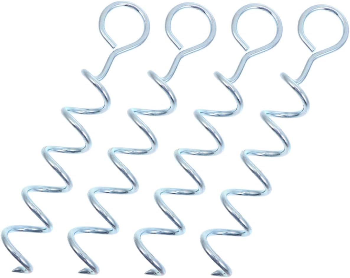 4pcs Spiral Tent Stakes Iron Ground Anchors Heavy Duty Canopy Pegs for Camping, Outdoor Lawn, Dog Tie-Outs and Tent Fixing
