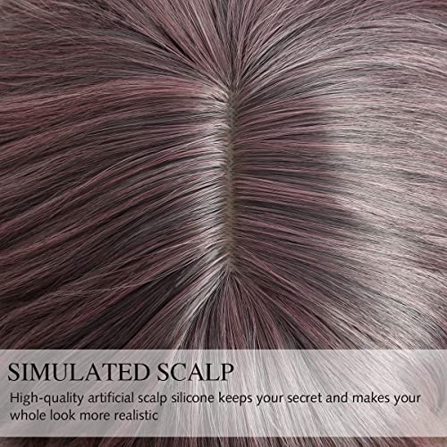 Yamel Wavy Bob Wig with Bangs Natural Ombre Pink Wig Synthetic Hair Shoulder Length Short Curly Wigs for Women - Image 4