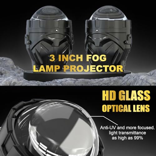 Image of Audio Wheels 3 Inch LED Projector Fog Lamp | 200W High-Intensity | Tri-Color - 3000K Yellow / 4500K Warm White / 6000K White | Premium Aluminium Housing | 1-Year Warranty