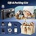 Screen Free Digital Camera, Reusable 12MP Vintage Digital Camera with Unlimited DIY Filters, OTG Support and Flash Light for Summer Camp with 32GB Micro SD Card, OTG Adapter and Type-C Cable（Black）