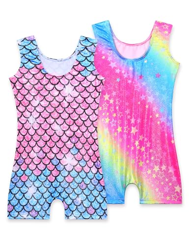 Image of 2 Pack Leotard for Girls Gymnastics Sparkly Sleeveless Unitards